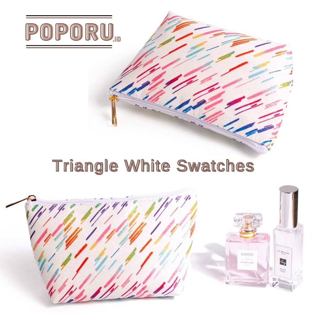 POPORU WHITE SWATCHES Pouch 3 types - cosmetics bag organizer for make up - tas tempat kosmetik