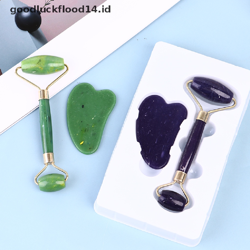 [OOID] Natural Jade Gua Sha Scraper Board Massage Rose Quartz Guasha Stone For Face Nec ID