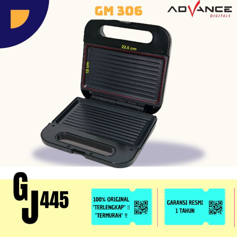 Advance Grill Maker GM-306 Alat Pemanggang Daging /Steak Elektrik Portable Hemat Listrik Garansi 1 Tahun