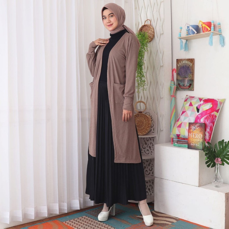 Cardigan Rajut Wanita Long Cardi Panjang Lembut-2