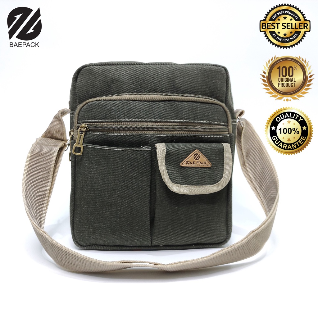 Tas Selempang Premium Luzio Hijau Army Baepack / Tas Selempang Pria dan wanita