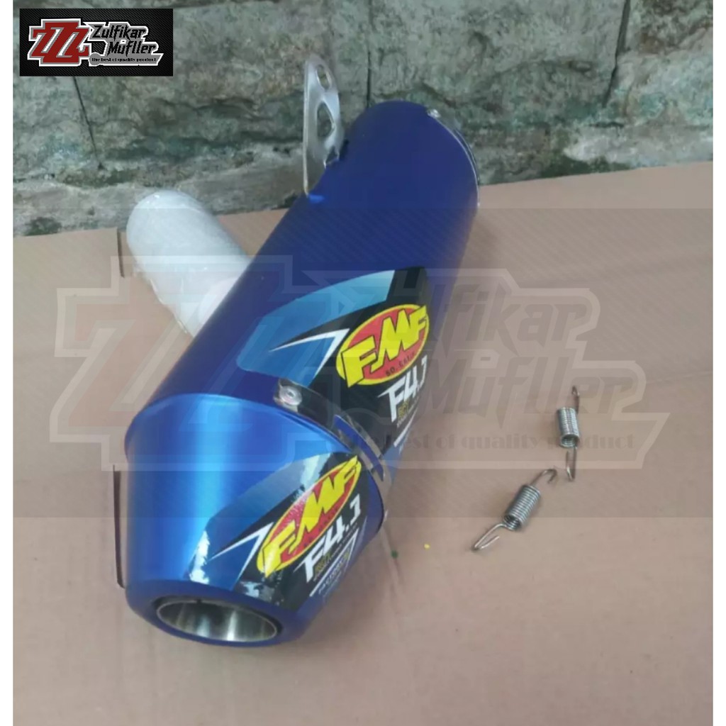 SILINCER KNALPOT RACING FMF F4 BLUE / BIRU UNTUK TRAIL SUPERMOTO GTX