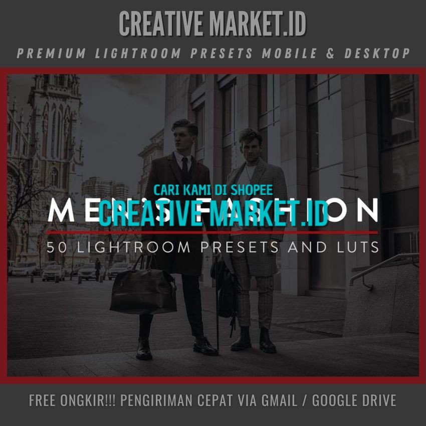 Pack 50 Men's Fashion Lightroom Presets and LUTs - Creative Market.id_