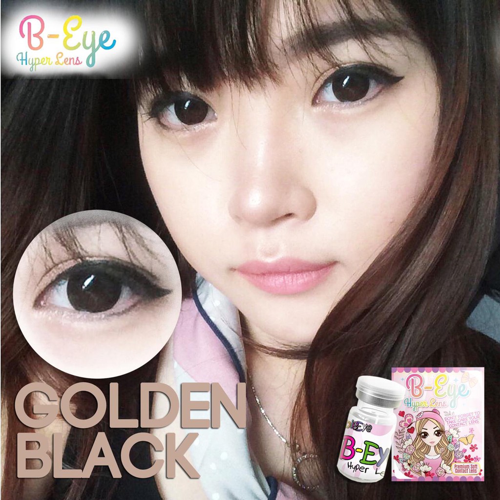 JUAL SOFTLENS B-eye Golden Black Normal s/d -500 ready minus soflen hitam big eyes soflen BEST SELLE