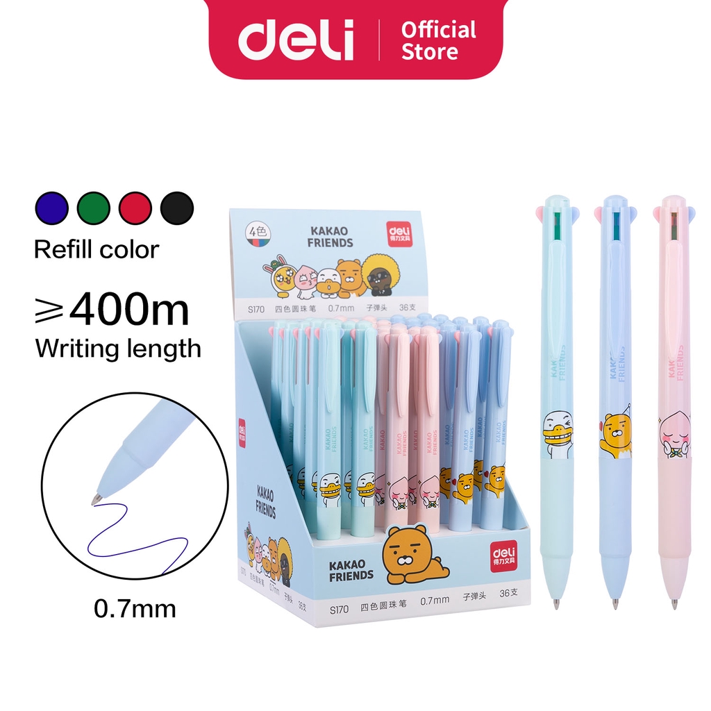 

Deli 0.7mm Ballpoint Cetek KAKAO Friends Ujung Bundar, Menulis Lancar S170