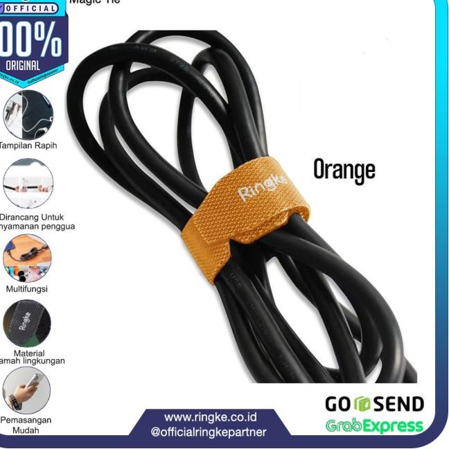 

♣ Rearth Ringke Pengikat Kabel Magic Cable Tie Perapih Kabel - Orange ✦