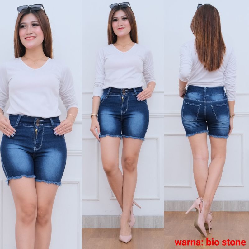 Hot Pants Jeans Stretcth Mella Premium Regular Dan Jumbo Bigsize