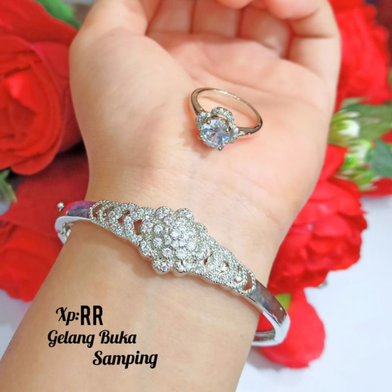 Gelang Bangle Dewasa FREE cincin varian motif,perhiasan emas Korea tidak karat *COD*