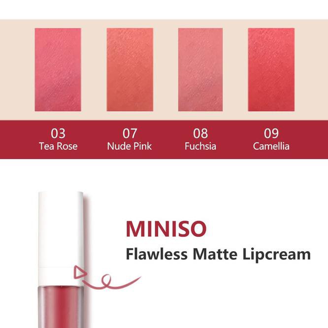 3Mi0 Miniso Flawless Matte Lip Cream Aplikator Pewarna Bibir Lipstick - 08 Fuchsia 1D59