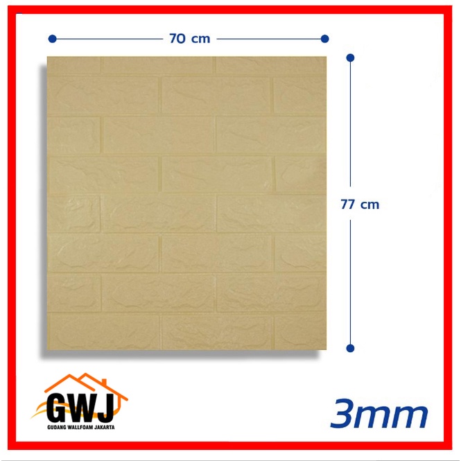 GWJ-Wallpaper Bata 3D Foam 70x77cm BrickFoam Premium Warna