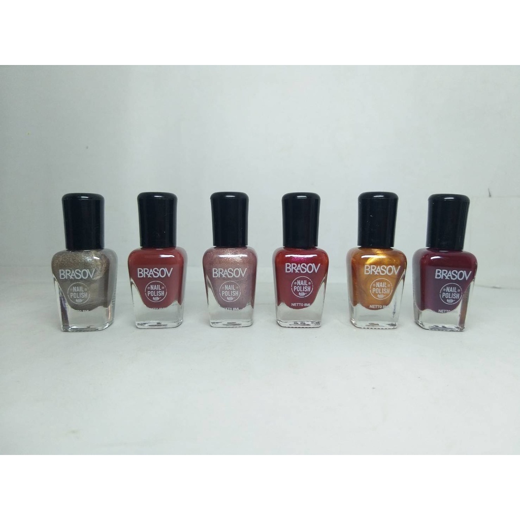 New Arrival Brasov Nail Polish Assorted Colour Kutek Cat Kuku Warna Nude Halal Murah Wanita 8 ML BPOM Original Kuteks