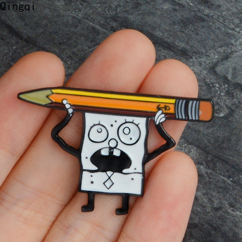 Bros Pin Enamel Desain Kartun Spongebob Squarepants Doodlebob Untuk Anak