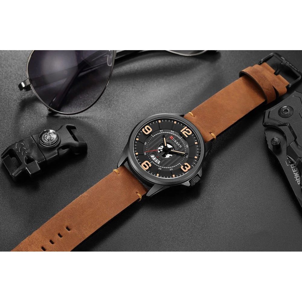 CURREN 8305 Jam Tangan Pria Analog Tali Kulit Chronograph Aktif WATCHKITE WKOS