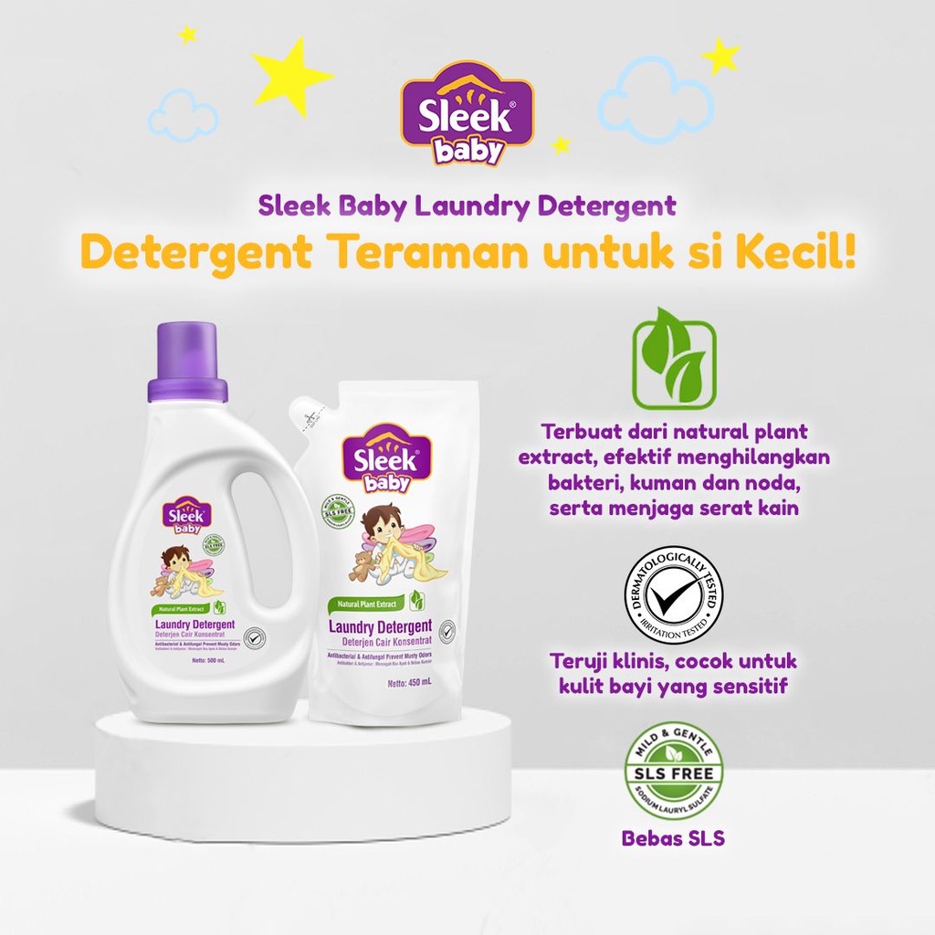 Sleek Detergent Laundry Bayi - Sabun Pakaian Bayi - Sabun Cuci Baju Bayi