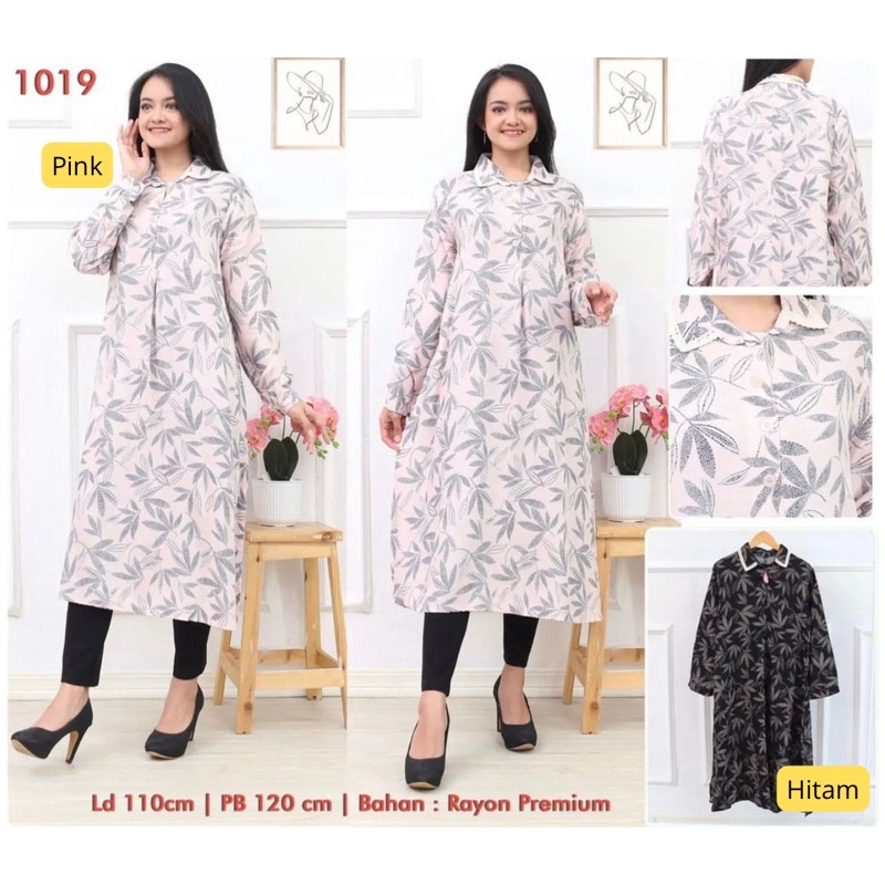 Midi Dress Premium/Midi Dress Rayon Premium/Atasan Muslim Midi Dress/Midi Dress Jumbo Motif Daun 101