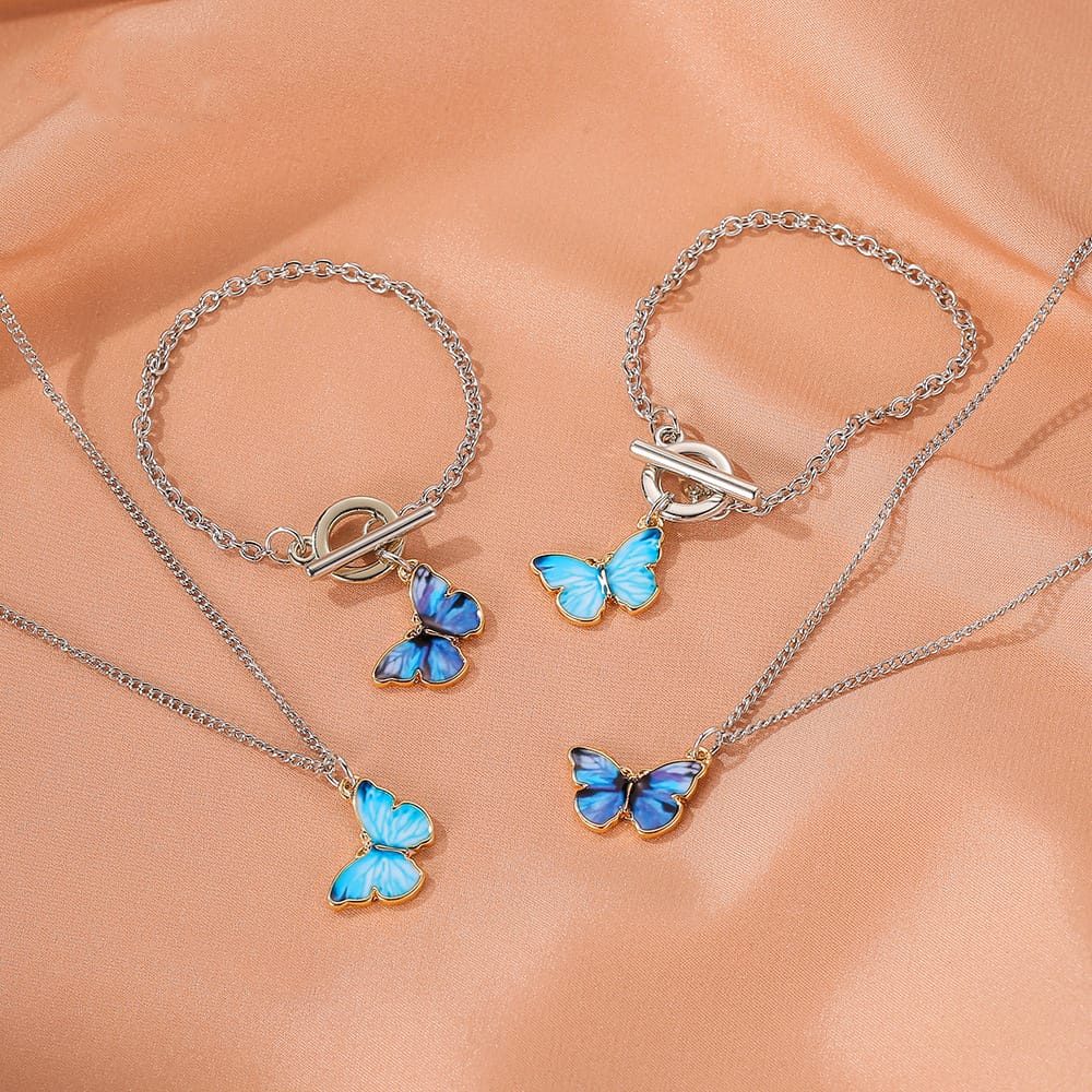 ~ PIYOSHI08 ~ Kalung Gelang Kupu-Kupu Aksesoris Clavicle Butterfly Gaya Korea Untuk Wanita AF44