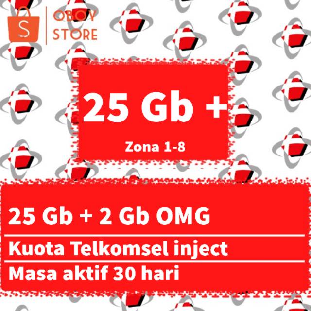 Kuota data inject Telkomsel 25 Gb +