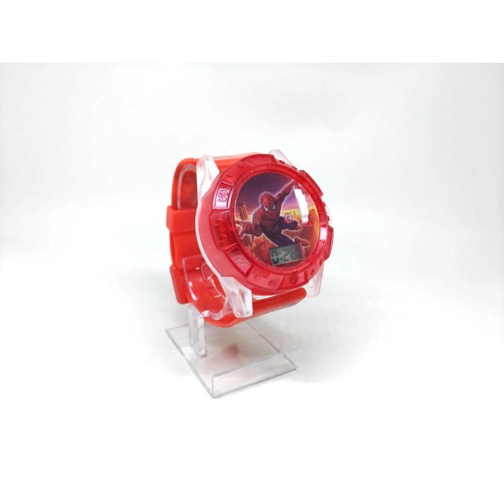 New Arrival JAM TANGAN ANAK LAKI LAKI MUSIK LASER PROYEKTOR SPIDERMAN LAMPU Low Price!