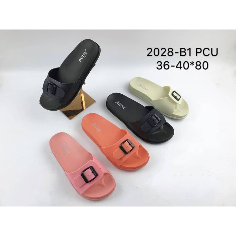 sandal alina 2028-B1 sandal selop wanita gesper hitam