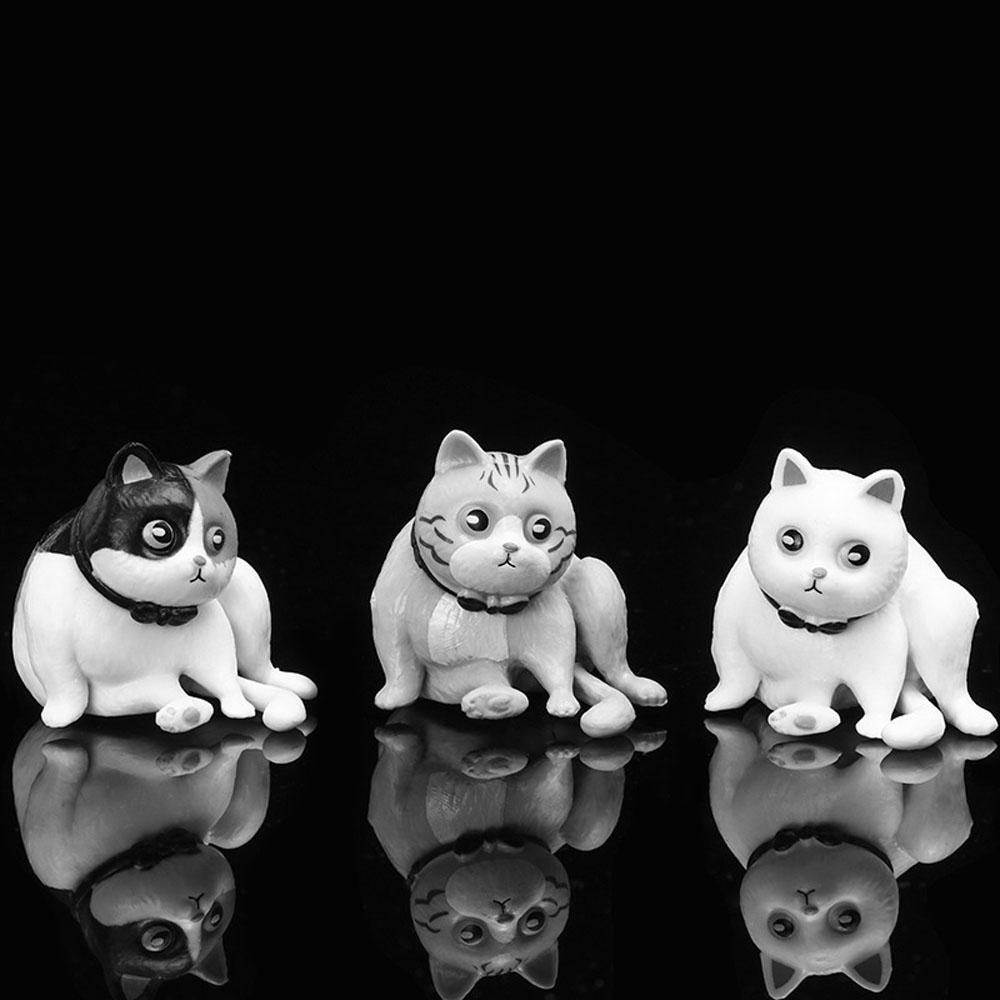 Agustinina Kucing Action Figure DIY Kucing Anak Anime Mainan Lucu Patung Kecil Kartun Figure Ornamen