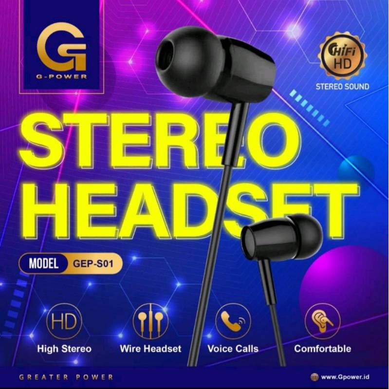 HF EARPHONE G-POWER MODEL GEP-S01 SUPERBASSS