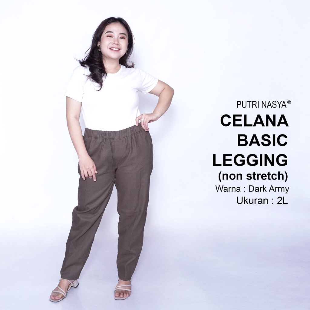 Celana Kerja Kantor Basic Legging (NON STRETCH) Jumbo Wanita / Celana Wanita Super Big Size / Celana Bahan Formal Seragam Wanita Big / 8L,6L,5L,4L,2L,XL, all size / Celana Karet Kekinian Model Terbaru Trendy / Celana Formal Bahan Katun Kekinian Wanita