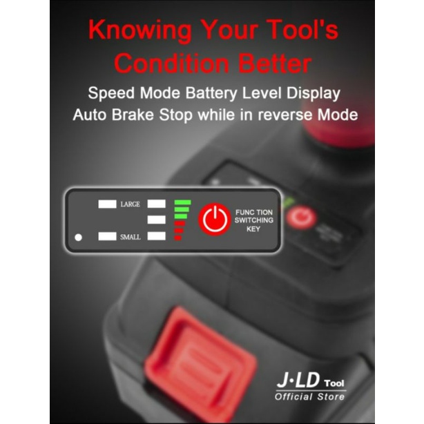 JLD tools Buka Baut Cordless impact wrench Brushless 48V 2 Baterai fulset murah