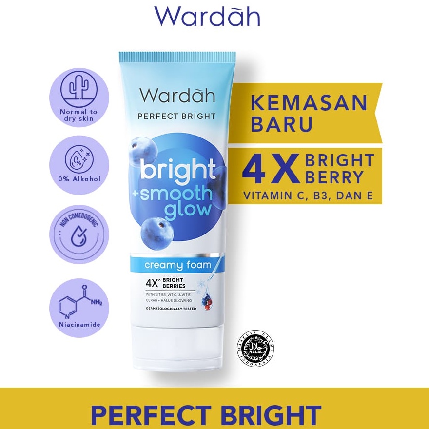 [KECIL] WARDAH PERFECT BRIGHT + SMOOTH GLOW CREAMY FOAM  - 50ml