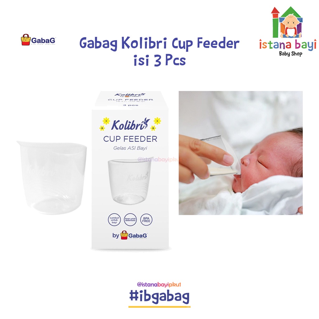 Gabag Cup Feeder Kolibri isi 3- Cup Feeder Cangkir Menyusui - Gelas Asi Bayi