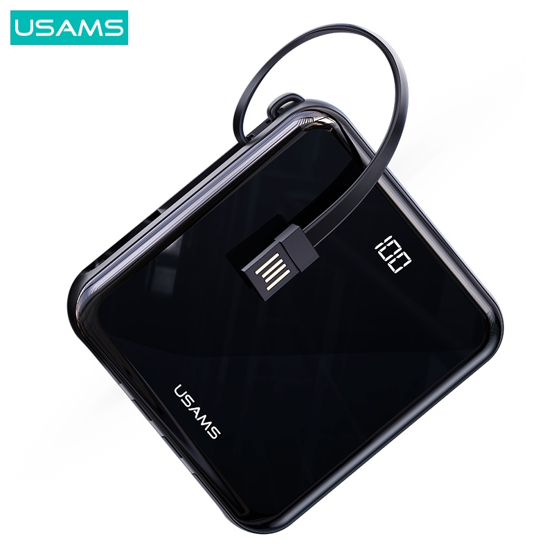 USAMS PB61 LED Display Mini Powerbank 10000mAh With Input Output Cables