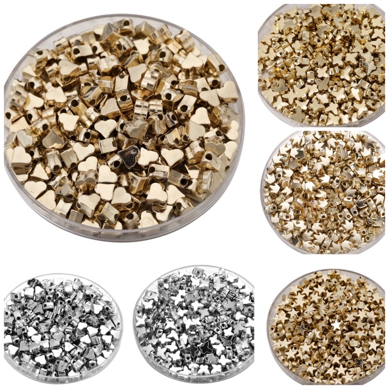 25 pcs Manik love silver| Manik love untuk gelang | manik bintang | manik mahkota | Manik love gold