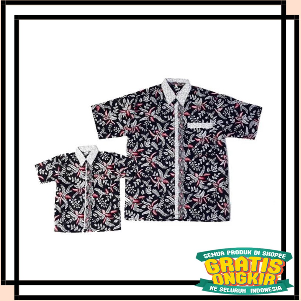 BATIK ANAK DEWASA ORANGTUA ALISAN / Nivana - Batik Couple  Ayah Anak BLARAK MERAH  Sarimbit