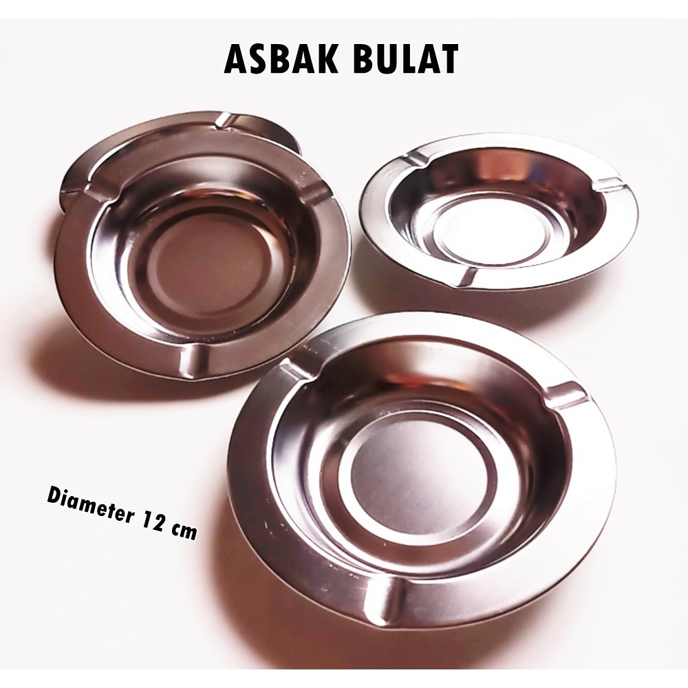 Asbak Rokok Stainless Segi Empat Dan Bulat 12 cm