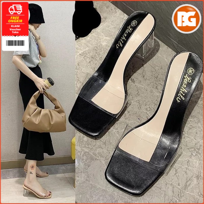 Hak Tahu Kaca 7cm Monalisa Sendal Wanita Sandal Cewek Abg Kondangan Wisuda Tinggi Kekinian