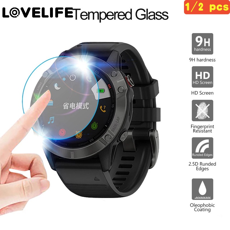 1 / 2pcs Tempered Glass Pelindung Layar Smartwatch Garmin Fenix 7 / 7S / 7X Anti Debu / Sidik Jari