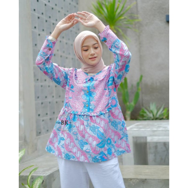 M-L-XL-XXL Batik wanita ASJ SA HRB026 Kenongo Kemeja Tosca Pendek-3