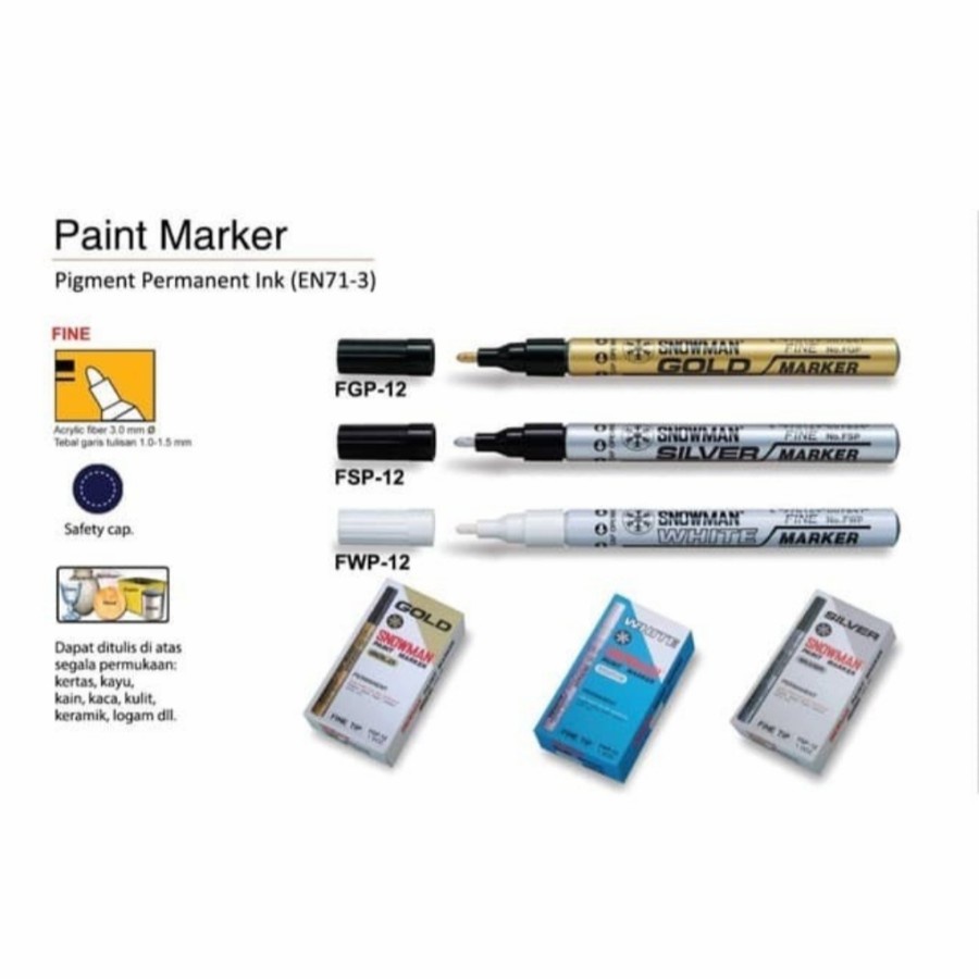 

Spidol Permanen Paint Marker SNOWMAN Kecil Fine / Extra Fine
