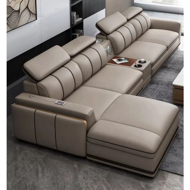SOFA KULIT L SUDUT MINIMALIS KURSI RUANG TAMU DAN KANTOR MODERN KUALITAS PREMIUM BAHAN SUPER COMFY