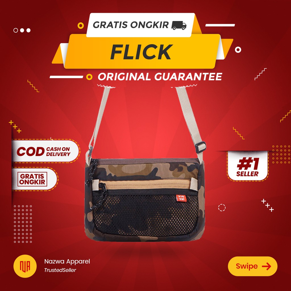 TAS SELEMPANG SLING BAG VISVAL FLICK CAMO BROWN