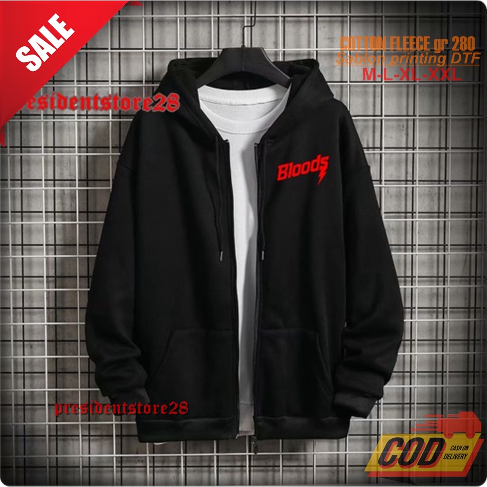 ZIPPER HOODIE BLOODS DISTRO / HOODIE ZIPPER CEWEK COWOK / SWITER HOODIE PRIA WANITA / SWEATER KEREN