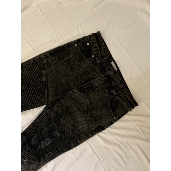 Lod denim jeans biker ripped denim NANOGREY