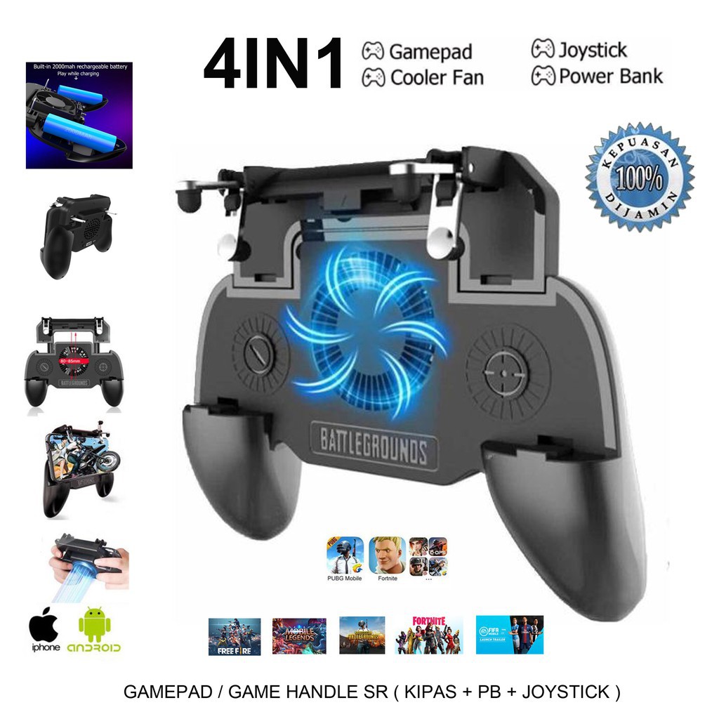 Trend-Gamepad/Game handle SR + Power Bank + Kipas 2000mah/Gaming Android/IOS/PUBG/MOBILE LEGEND DLL