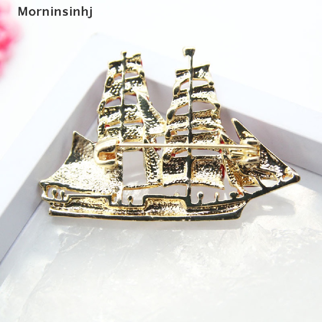 Mornin Fashion Kristal Enamel Vintage Perahu Pin Bros Kerah Lapel Lencana Perhiasan Hadiah id