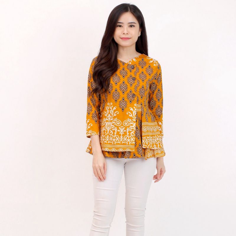 Batik wanita - Atasan blouse batik fashion wanita 184 Size XL-YELLOW XL
