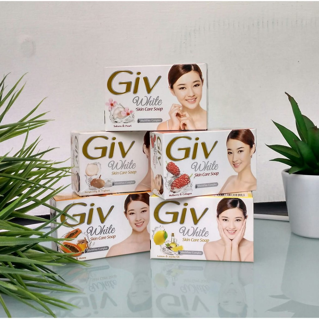 Giv White Sabun Batang Skin Care Soap 76gr (Bengkoang/Mulberry/Pepaya/Lemon/Sakura&amp;Pearl/White Flowe