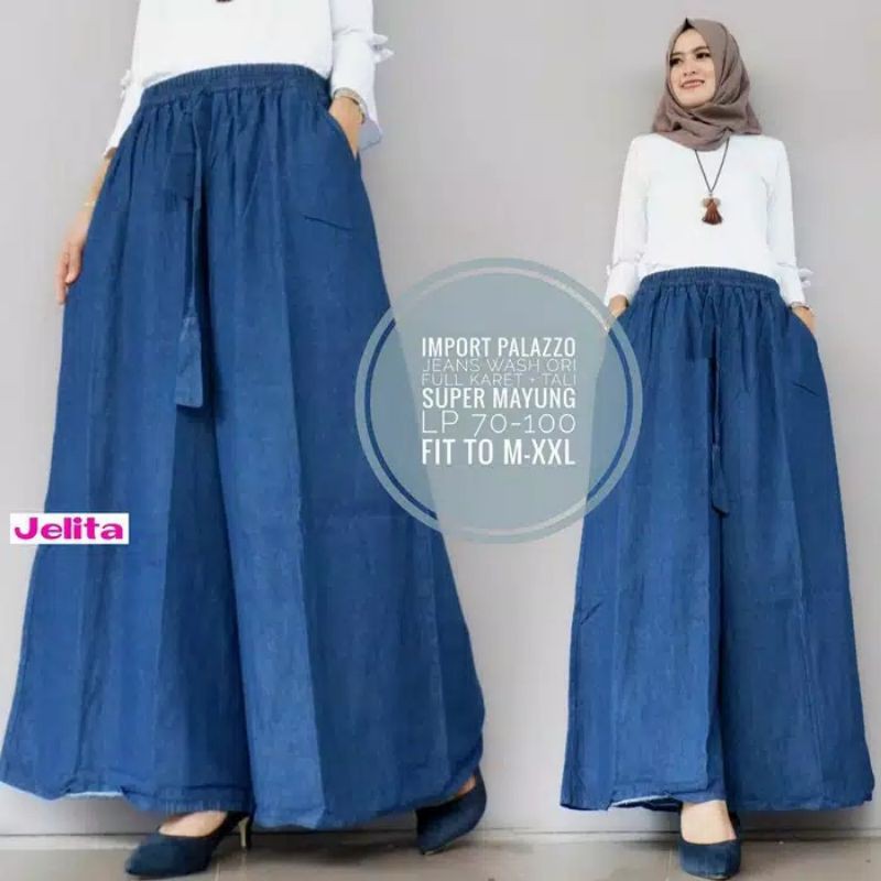 Kulot Jeans Super Jumbo XXL Big Size Model Payung Murah Bntg