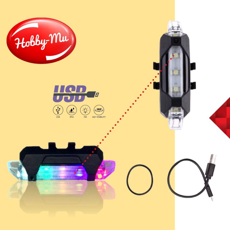 Lampu Belakang Sepeda Warna Warni - USB Charger