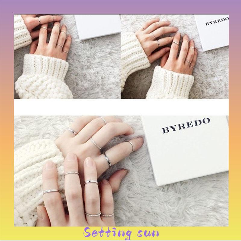 10pcs / Set Cincin Minimalis Gaya Korea Untuk Wanita TN