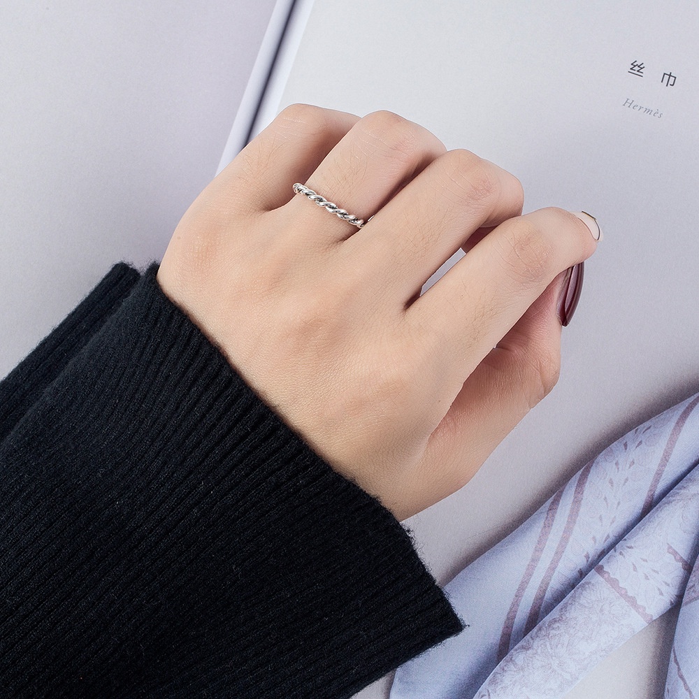 925 Perak Cincin Untuk Wanita/pasangan Cincin yang Dapat Disesuaikan Menenun Perhiasan Retro