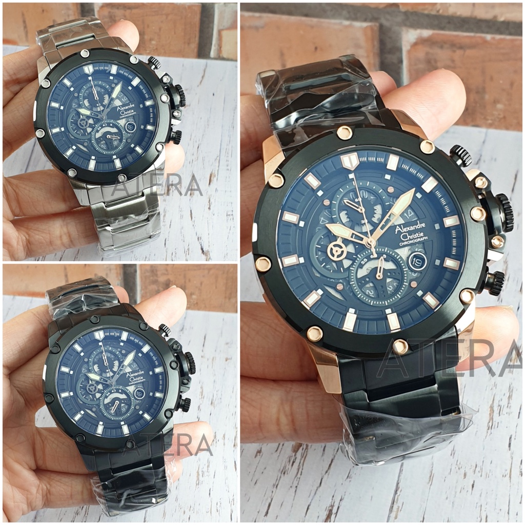 ALEXANDRE CHRISTIE AC 6564 PRIA ORIGINAL / JAM TANGAN ALEXANDER AC6564 COWOK RANTAI STEEL ROSEGOLD B
